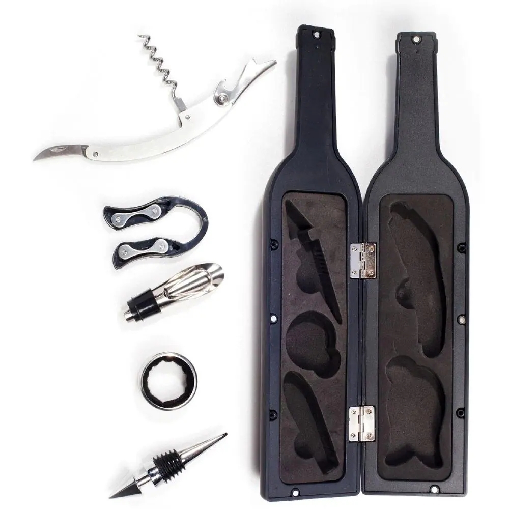 AnyBody Black Wine Bottle‎ Tool Set
